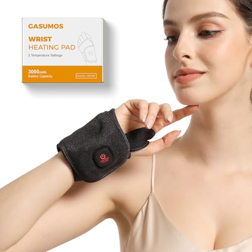 Wrist Heating Pad, Heated Wrist Wrap for Pain Relief, Heated Wrist Brace with 30 Mins Auto-Off, 3000mAh Battery, 3 Heating...