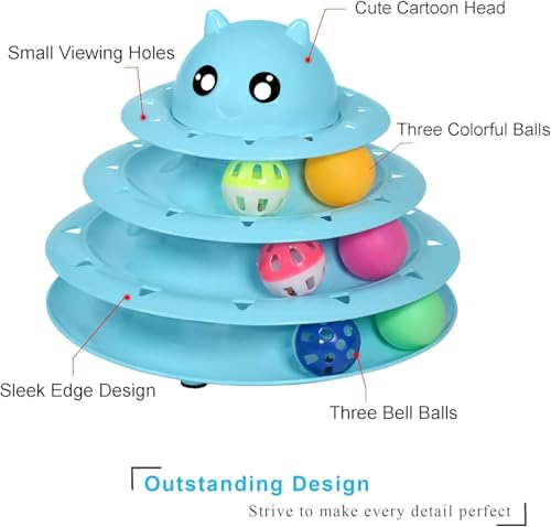 UPSKY Cat Toy Roller 3-Level Turntable Cat Toys Balls with Six Colorful Balls Interactive Kitten Fun Mental Physical Exerc...