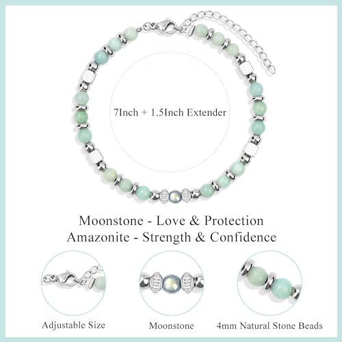 JoycuFF 𝗚𝗶𝗳𝘁𝘀 𝗳𝗼𝗿 𝗪𝗼𝗺𝗲𝗻 𝗠𝗼𝗼𝗻𝘀𝘁𝗼𝗻𝗲 𝗕𝗿𝗮𝗰𝗲𝗹𝗲𝘁 Amazonite Colorful Imperial Jasper Stainless Stee...