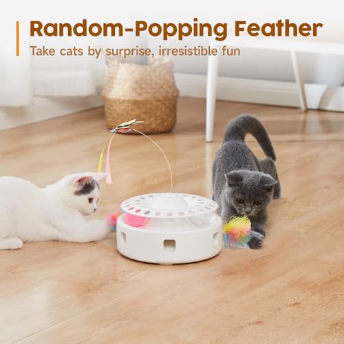 Potaroma Cat Toys 3in1 Automatic Interactive Kitten Toy, Fluttering Butterfly, Moving Feather, Track Balls, Dual Power Sup...