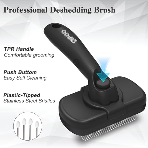 Dipoo Self Cleaning Shedding Brush - Skin Friendly Grooming Tool for Dogs, Cats, and Puppies, Deshedding and Hair Removal ...