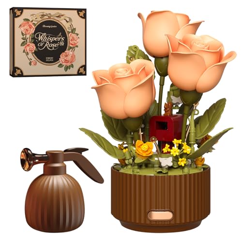 LANGLICHUN Rose Flower Building Blocks Set Motorized Blooming Flowers for Adults Romantic Gift for Women Girlfriend Home D...