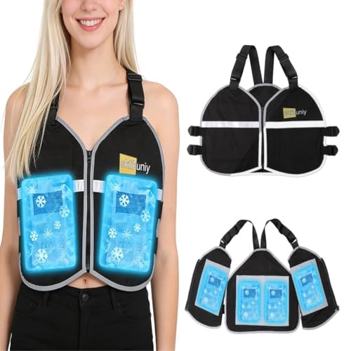 sktikuniy Cooling Vest for Men & Women with 8 Reusable Ice Packs, Lightweight Adjustable Breathable Design with Reflective...