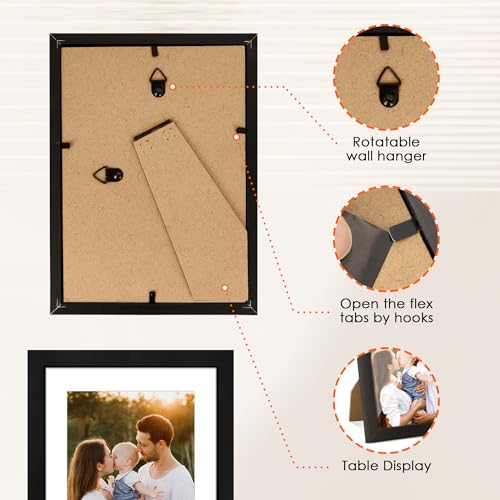 FIXSMITH 5x7 Picture Frame Set of 4, Photo Frame with HD Plexiglass, Display Pictures 4x6 with Mat or 5x7 Without Mat Mult...