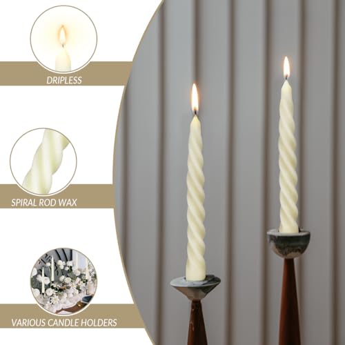 Beeswax Taper Candles Set of 4,Spiral Taper Candle Dripless Short Candle Sticks for Dinner Wedding Party Christmas Home De...