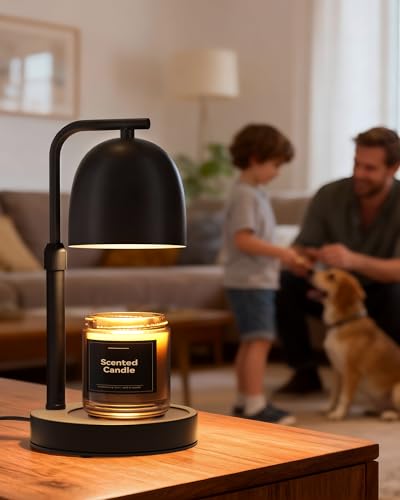 LISUNAR Candle Warmer Lamp with Timer Dimmable, Adjustable Height Black Candle Warmer for Jar Candles, Birthday Gifts for ...