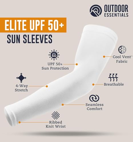 OutdoorEssentials UV Sun Protection Arm Sleeves - Compression Arm Sleeve, UV Arm Sleeves Men, Women - Golf Cooling Sleeves