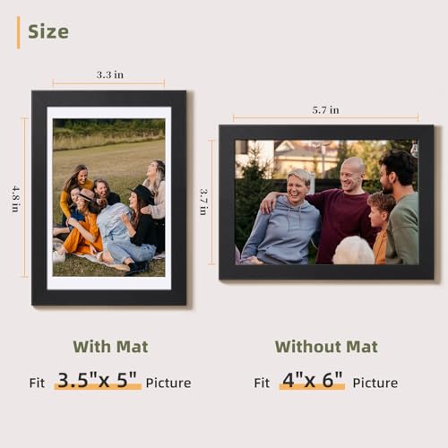 HappyHapi 4x6 Picture Frames Set of 10, Tabletop or Wall Display Pictures 3.5x5 with Mat or 4x6 Without, Multi Photo Frame...