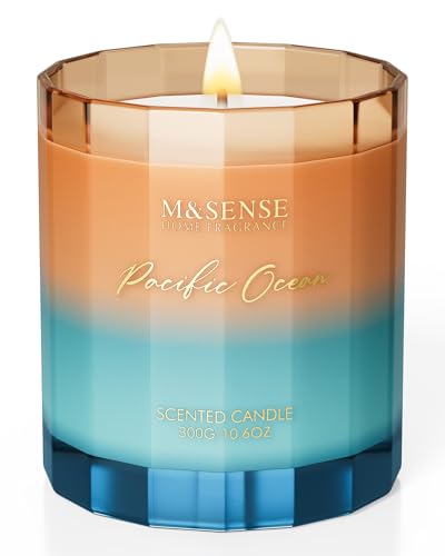 M&SENSE Summer Ocean Scented Candles for Home, 10.6oz Natural Soy Wax, 60-Hour Clean Non Toxic Aromatherapy Candle, Marine...