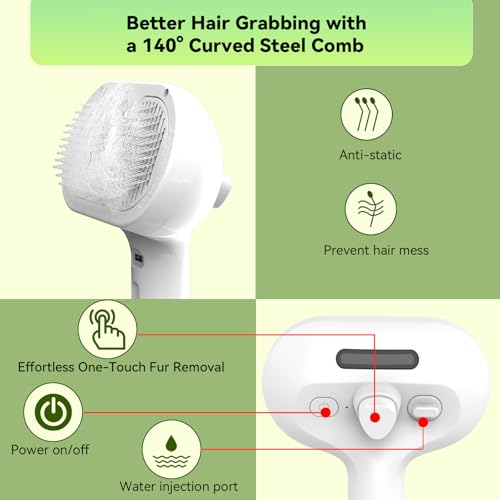 iomsloon Pet Steam Brush, 3-in-1 Spray Hair Removal Comb for Dog and Cat, Steam for Shedding and Grooming, Spritz Defur Co...