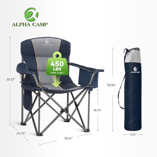 ALPHA CAMP Heavy Duty Camping Chair 500LBS Capacity, Oversized Folding Chair for Heavy People, Padded Portable Outdoor Cha...