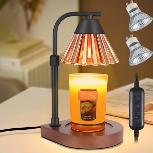 Dimmer Candle Warmer Lamp with Timer Adjustable Height Electric Wax Warmer for Jar Candles Home Offices Decor Birthday for...