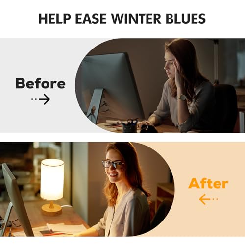 Caromolly Light Therapy Lamp, Sunlight Lamp 10000 Lux with Remote Control, 3 Color Temperature & 4 Brightness Level & Time...