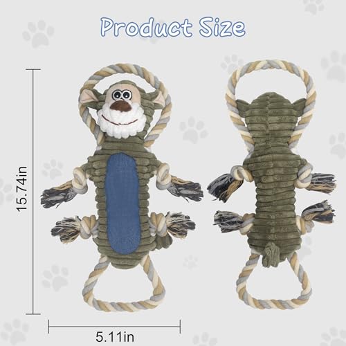 BUYPOW Funny Plush Dog Chew Toys, Squeaky Dog Toys, Interactive Tug of War Puppy Toys, Stuffed Dog Toys for Small, Medium ...