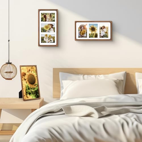 Golden State Art, 4x6 Collage Picture Frame - Solid Wood with Real Glass - Multi Picture Frame for (3) 4x6 Photos or One 7...