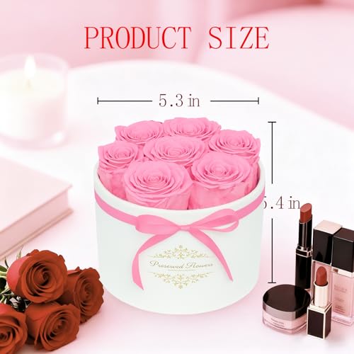 7 Forever Flowers in a Luxury Suede Box, Preserved Roses Birthday Gifts for Women, Romantic Anniversary Wedding Gifts for ...
