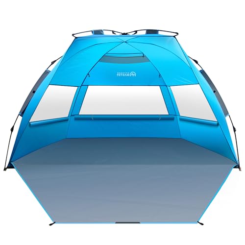 OutdoorMaster Beach Tent Sun Shelter for 3-4 Person, Pop Up Beach Tent Easy Setup with Sandbags, Portable Sun Shade Canopy...