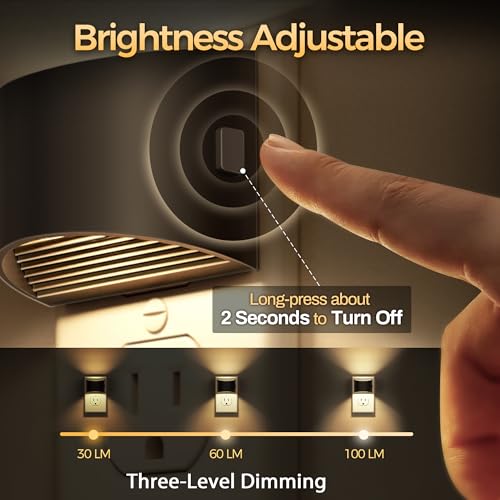 DORESshop LED Night Light[2 Pack], Night Lights Plug into Wall, 3 Level Brightness Adjustable Plug in Night Light, Dusk to...