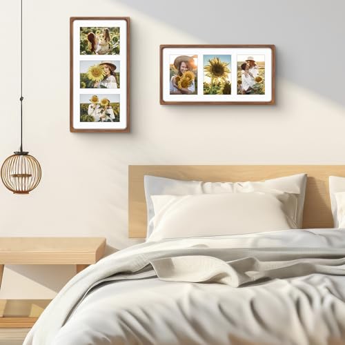 Golden State Art, 5x7 Collage Picture Frame - Solid Wood with Real Glass - Multi Picture Frame for (3) 5x7 Photos or One 9...