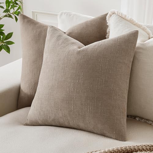 MIULEE Pack of 2 Decorative Throw Pillow Covers Soft Chenille Throw Pillows Solid Textured Cushion Covers for Couch Sofa B...