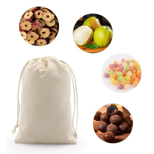 gobyhumm 50 Pieces Pure Cotton Drawstring Bags Muslin Bags Sachet Bag for Home Supplies （2.8 * 3.5"）