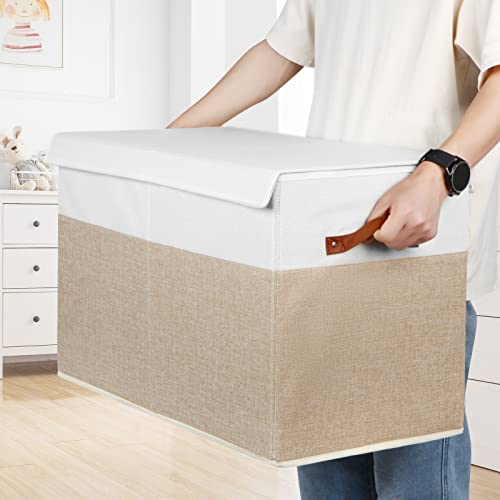 Gowee Large Toy Storage Box with Lid, Sturdy Toys Storage Chest Bin Organizer Basket with Dividers for Kids, Boys, Girls, ...