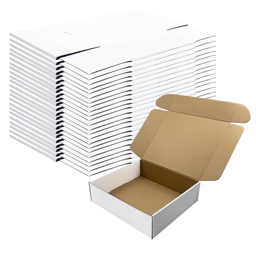 11x9.6x3 Inches White Shipping Boxes Set of 25，Cardboard Boxes Recyclable Corrugated Boxes Mailers for Small Business, Tra...