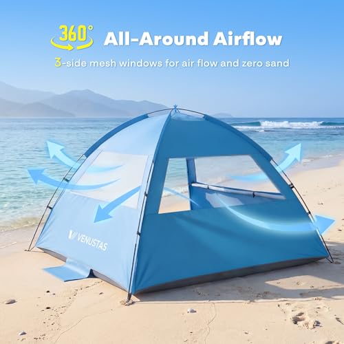 Venustas Beach Tent Sun Shelter for 3/4/6/8 Person, UPF 50+ UV Protection Beach Canopy, Lightweight and Easy Setup Cabana,...