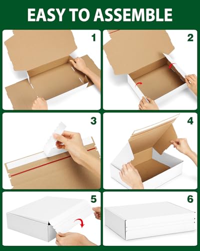 Poever Shipping-Boxes-12x9x3 Inches: 25 Pack-Self-Seal-Cardboard-Boxes-for-Packaging, White-Shipping-Boxes-for-Packing-Sma...
