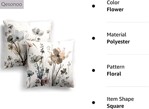 KKVEE Flower Throw Pillow Covers 18x18 Set of 2, Flowers Pillow Cushion Cases, Modern Decorative Square Pillowcases for So...