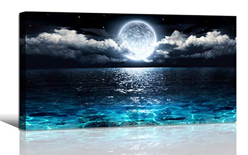 Wall Art Moon Sea Ocean Landscape Picture Canvas Wall Art Print Paintings Modern Artwork for Living Room Wall Decor and Ho...