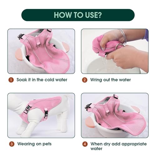Kuoser Dog Cooling Vest Harness, Small Puppy Cooler Jacket with Adjustable Buckle for Outdoor Beach, Hiking, Training Pink S