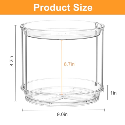 360 Rotating Makeup Organizer – 2 Tier Lazy Susan Turntable Organizer, Clear Bathroom Counter Organizer for Vanity, Spinni...