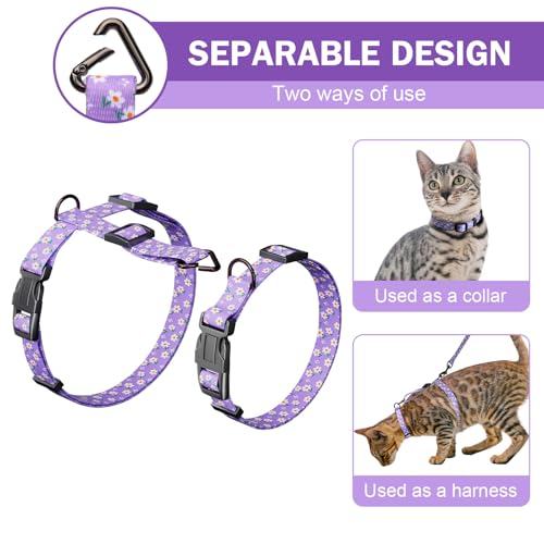 Hikiko Cat Harness and Leash Set Escape Proof Adjustable Walking Travel Cute Girl Kitten Harness for Small Medium Large Ca...