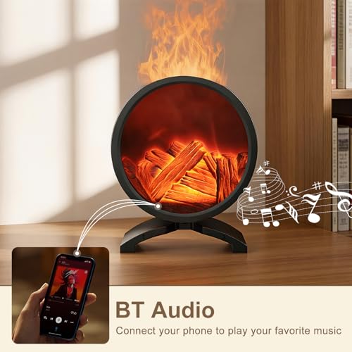 Fireplace Flame Oil Diffuser with Speaker & 260mL Fire Oil Diffuser,Essential Oil Diffuser 5 Color Fire Aroma Diffuser Aro...