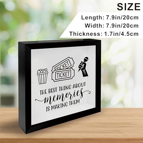 8 x 8 Inch Wooden Shadow Box Frame with Shelves Slot - The Best Thing About Memories is Making Them - Money Savings Bank T...
