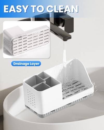Homtalker Toothbrush Holders for Bathroom Counter - Detachable Bathroom Organizer and Storage Electric Toothbrush and Toot...