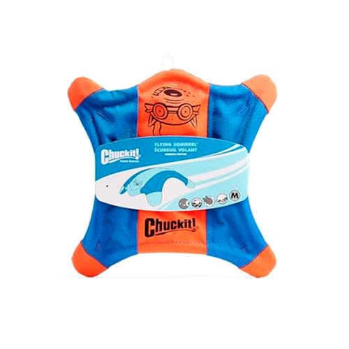 Chuckit! Flying Squirrel Fetch Dog Toy - Water Floating Flyer - Soft and Durable Polyester Canvas Construction - For Mediu...