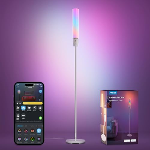 Govee RGBIC Cylinder Floor Lamp, LED Corner Floor Lamp with Wi-Fi App Control, Smart Lamp with 64+ Scenes, DIY Mode, Music...