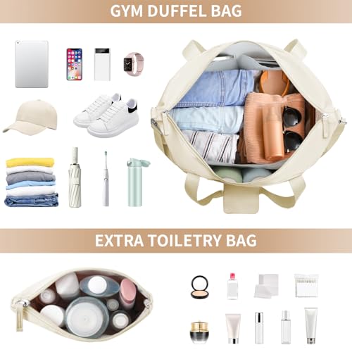 ETRONIK Gym Bag for Women, Personal Item Travel Bag with Shoes Compartment, Weekender Overnight Duffel Bag with Wet Pocke...