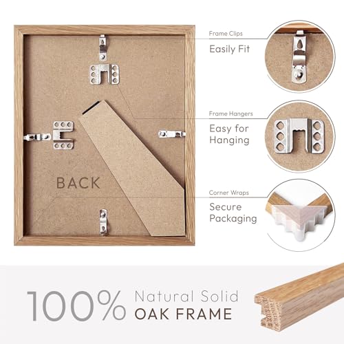 wallwisy 5x7 Picture Frame, Solid Oak Wood 5x7 Photo Frame with Mat to 4x6, 7x5 Picture Frames for Wall and Tabletop Displ...