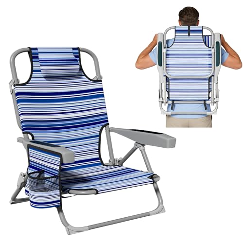 DIAMONDFORGE Lightweight Portable Beach Chair for Adults, 350 LBS Capacity Backpack Beach Chair, Reclining Beach Chair wit...