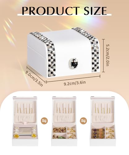 Homde Mothers Day Gifts Women Small Jewelry Box: Travel Case for Ring Earring Necklace - Birthday & Return Gift (Black)