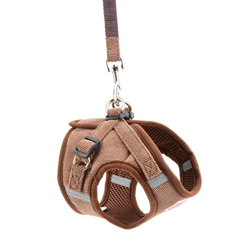 Zunea Small Dog Harness and Leash Set No Pull Adjustable Reflective Step-in Puppy Boy Girl Vest Harnesses Soft Corduroy Me...