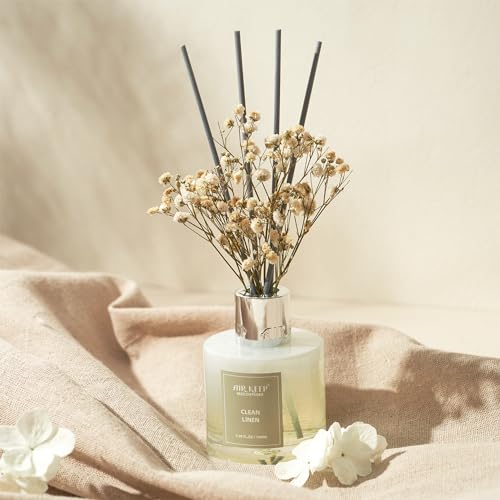 Airkeep Reed Diffuser Set,3.38 fl oz (100 ml) - Clean Linen Oil Diffusers with 8 Reed Sticks,Home Fragrance Reed Diffuser ...