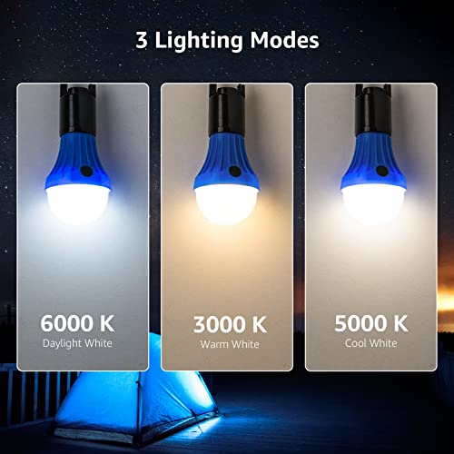 Lepro LED Camping Lantern, Camping Essentials, 3 Lighting Modes, Hanging Tent Light Bulbs with Clip Hook for Camping, Hiki...