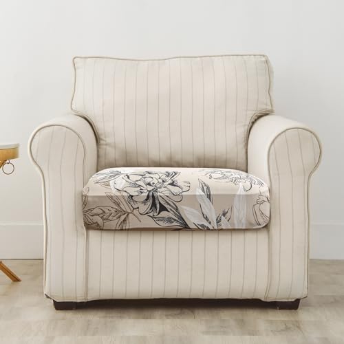 FORCHEER Printed Couch Cushion Cover Stretch Floral Sofa Seat Cushion Slipcover 19-26 Inch Non-Slip Washable (1PC,Style 4)