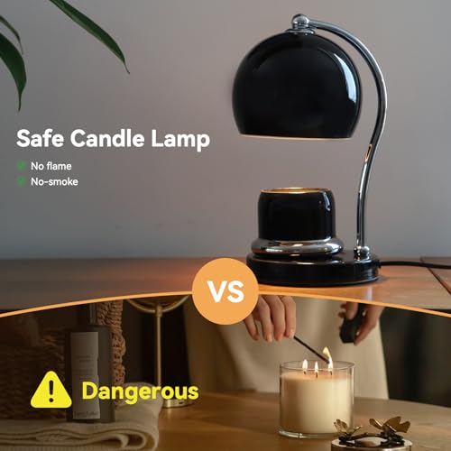 LunaForest Ceramic Candle Warmer Lamp with Timer Dimmer Fit for Candle Jars, Modern Design with 2 Bulbs, House Warming Gif...