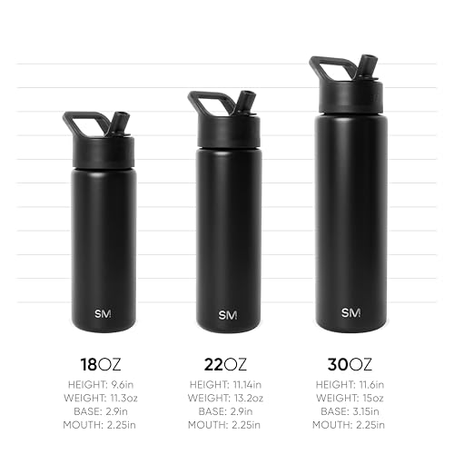 Simple Modern Water Bottle with Straw Lid | Vacuum Insulated Stainless Steel Metal | Reusable Leak Proof BPA-Free Cup for ...