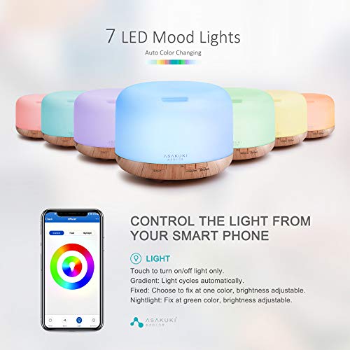 ASAKUKI Smart Wi-Fi Essential Oil Diffuser, App and Voice Control Compatible with Alexa, 500ml Aromatherapy Humidifier for...